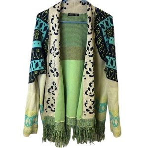 Gypsy 05 Global Village Fringe Cardigan Sweater L